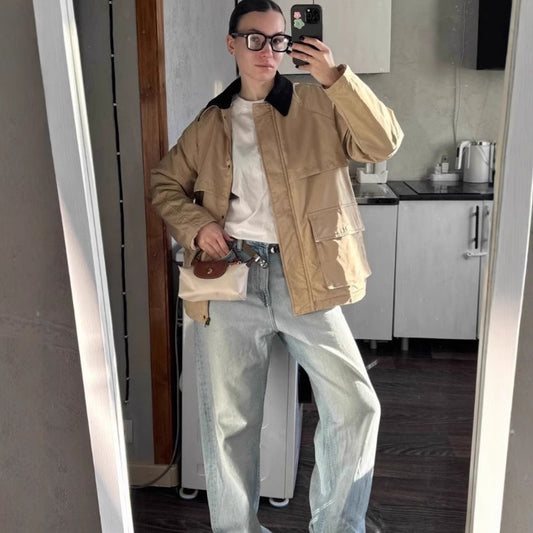 Women's Corduroy Lapel Loose Warm Cotton Jackets