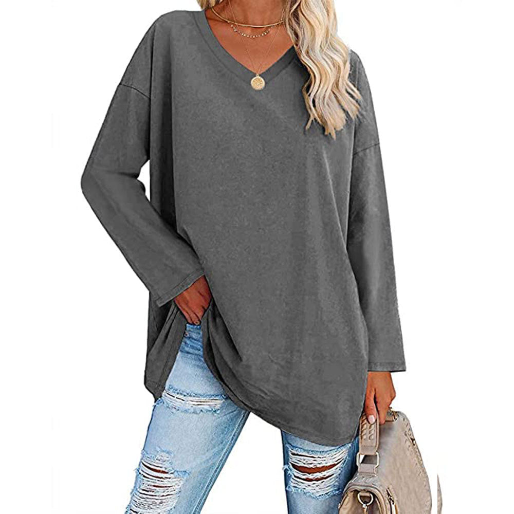 Women's Oversized T-shirt Color Loose Shoulder Sleeve Blouses