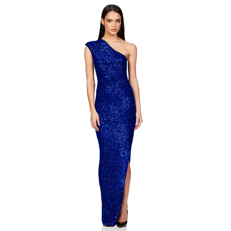 Women's Dress Summer Sleeveless Split Sequined Temperament Dresses