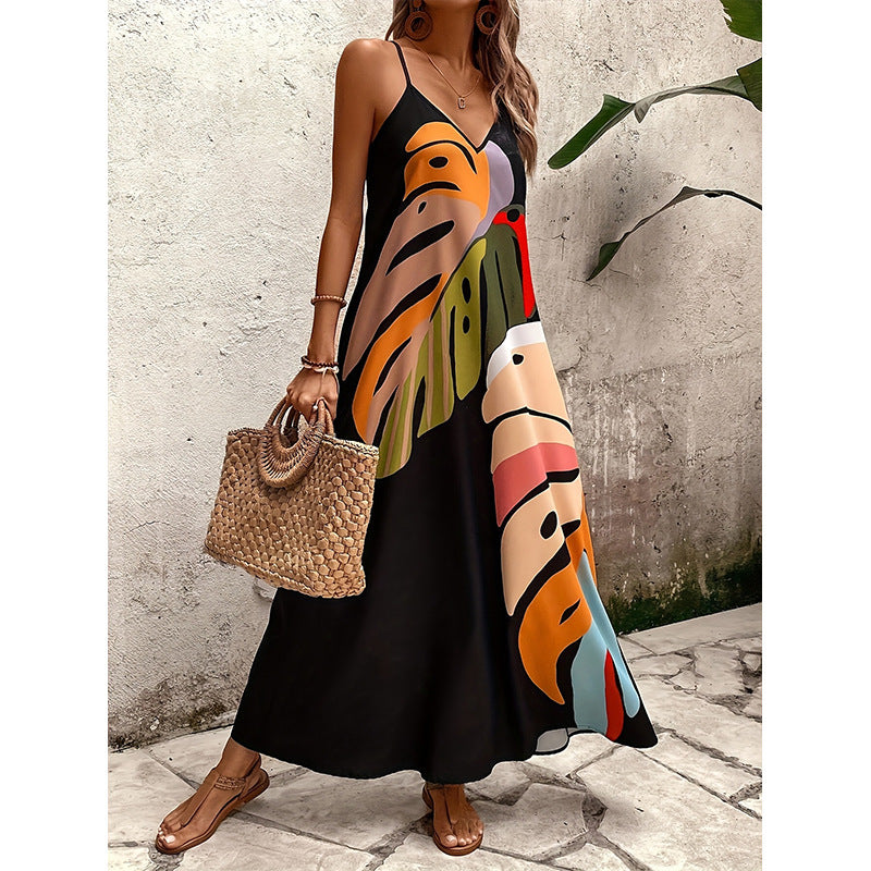 Summer Cool Strap Printed Elegant Street Dress