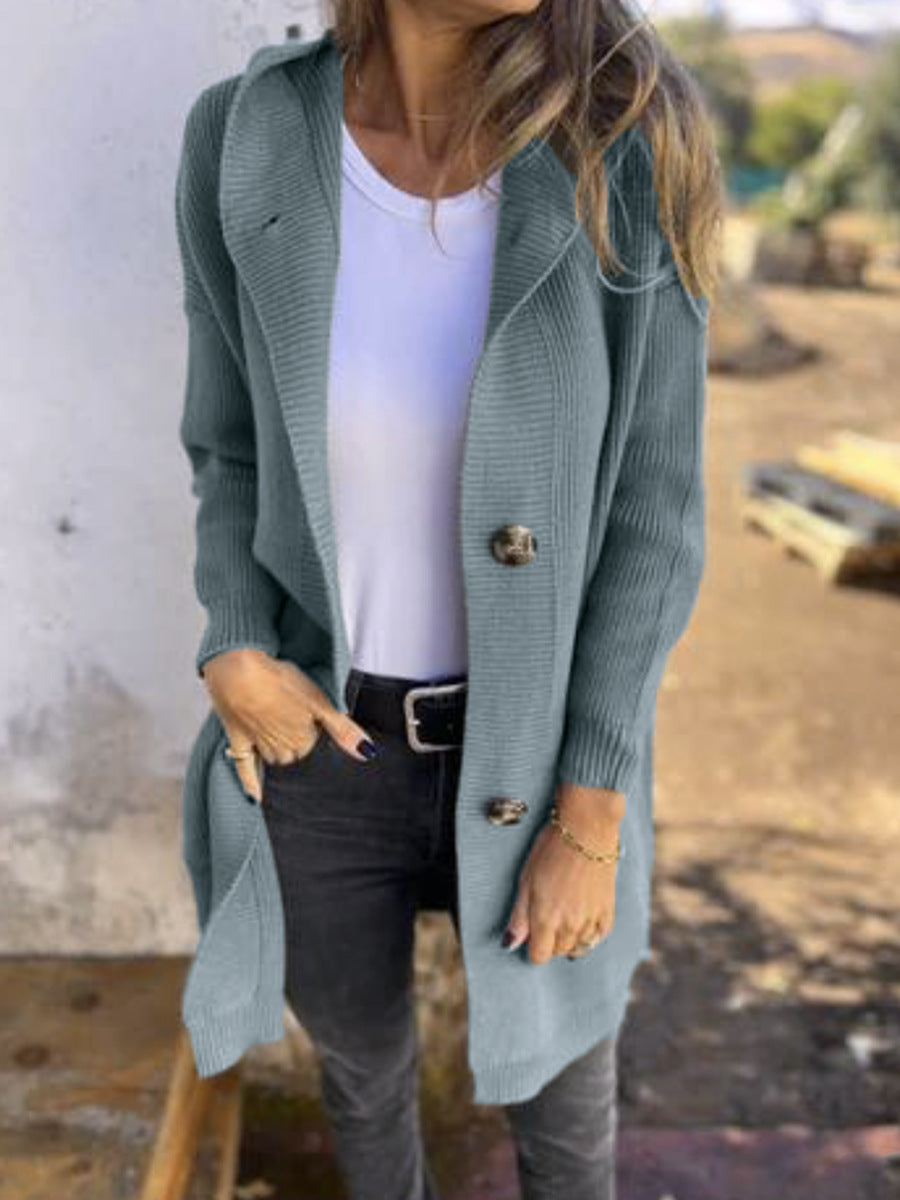 Women's Fashion Long Hooded Knitted With Pocket Sweaters