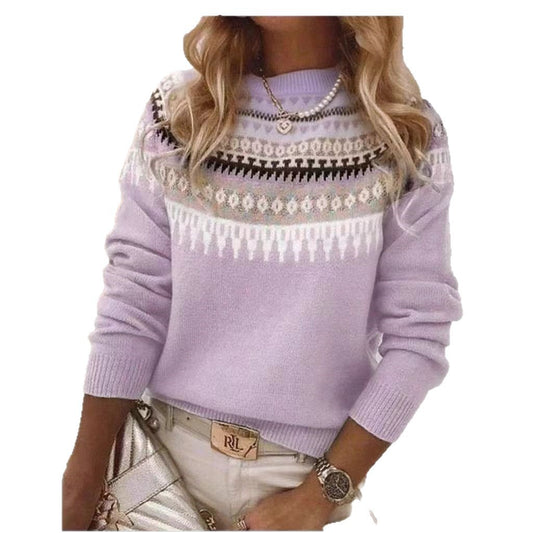 Women's Round Neck Multicolor Loose Fashion Pullover Sweaters