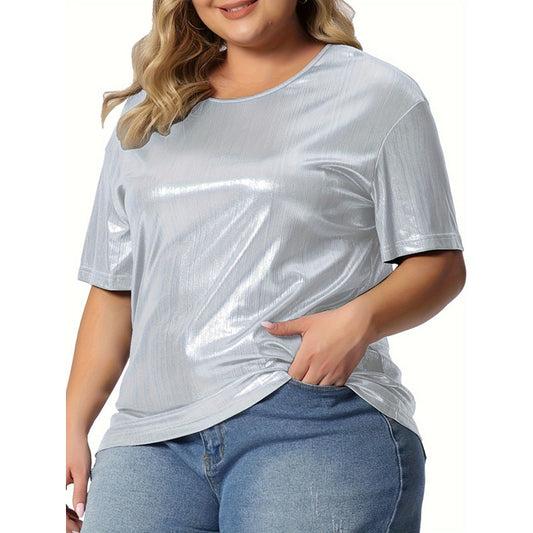 Round Neck Solid Color Gold Powder Shorts