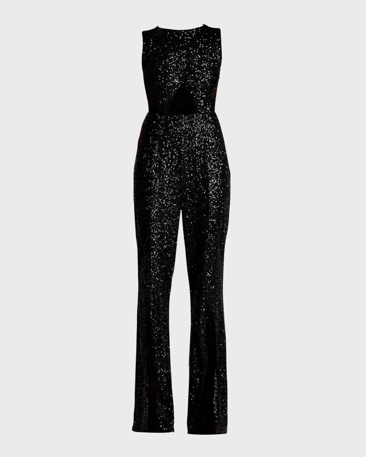Women's Sexy Autumn Black Paillette Sleeveless Slim Jumpsuits