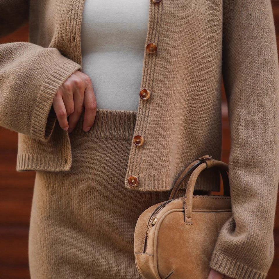 Women's Temperament Slimming Round Neck Long-sleeved Two-piece Suits