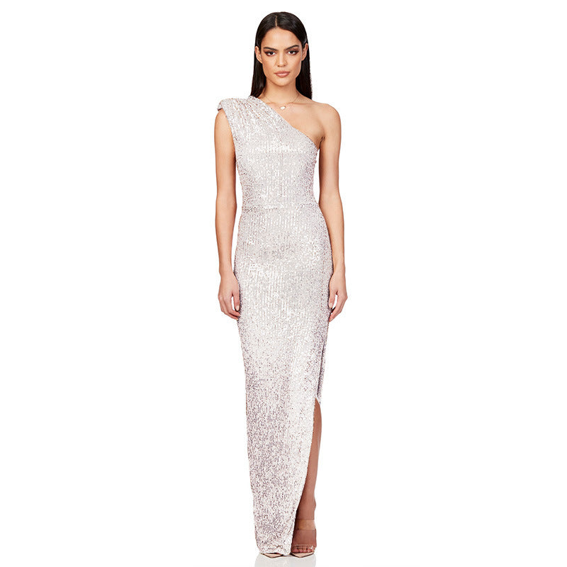 Women's Dress Summer Sleeveless Split Sequined Temperament Dresses