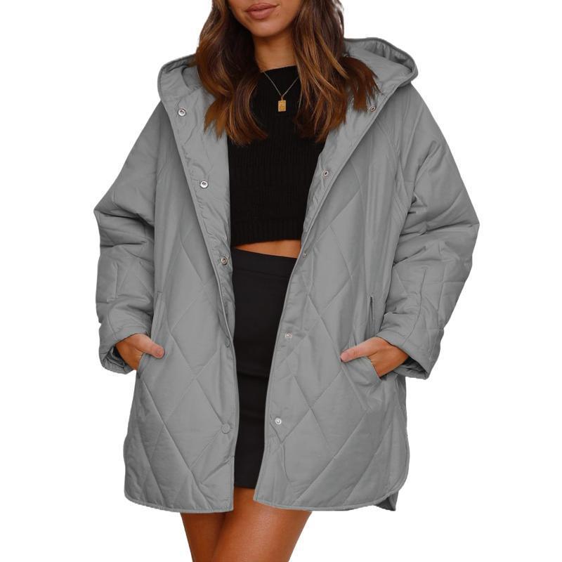 Women's Winter Casual Diamond Quilted Hooded Lightweight Jackets