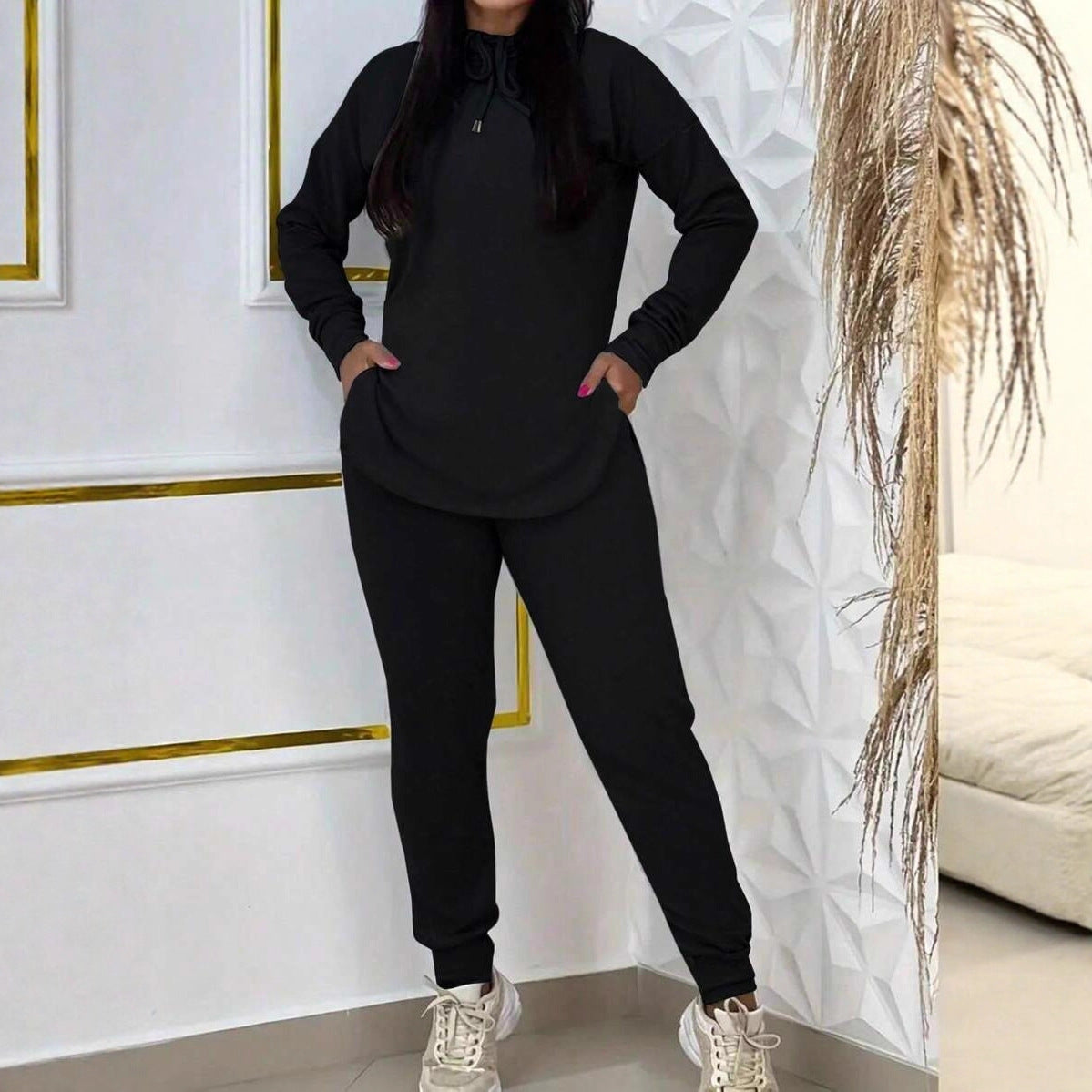 Women's Casual Sports Hooded Trousers Two-piece Suits