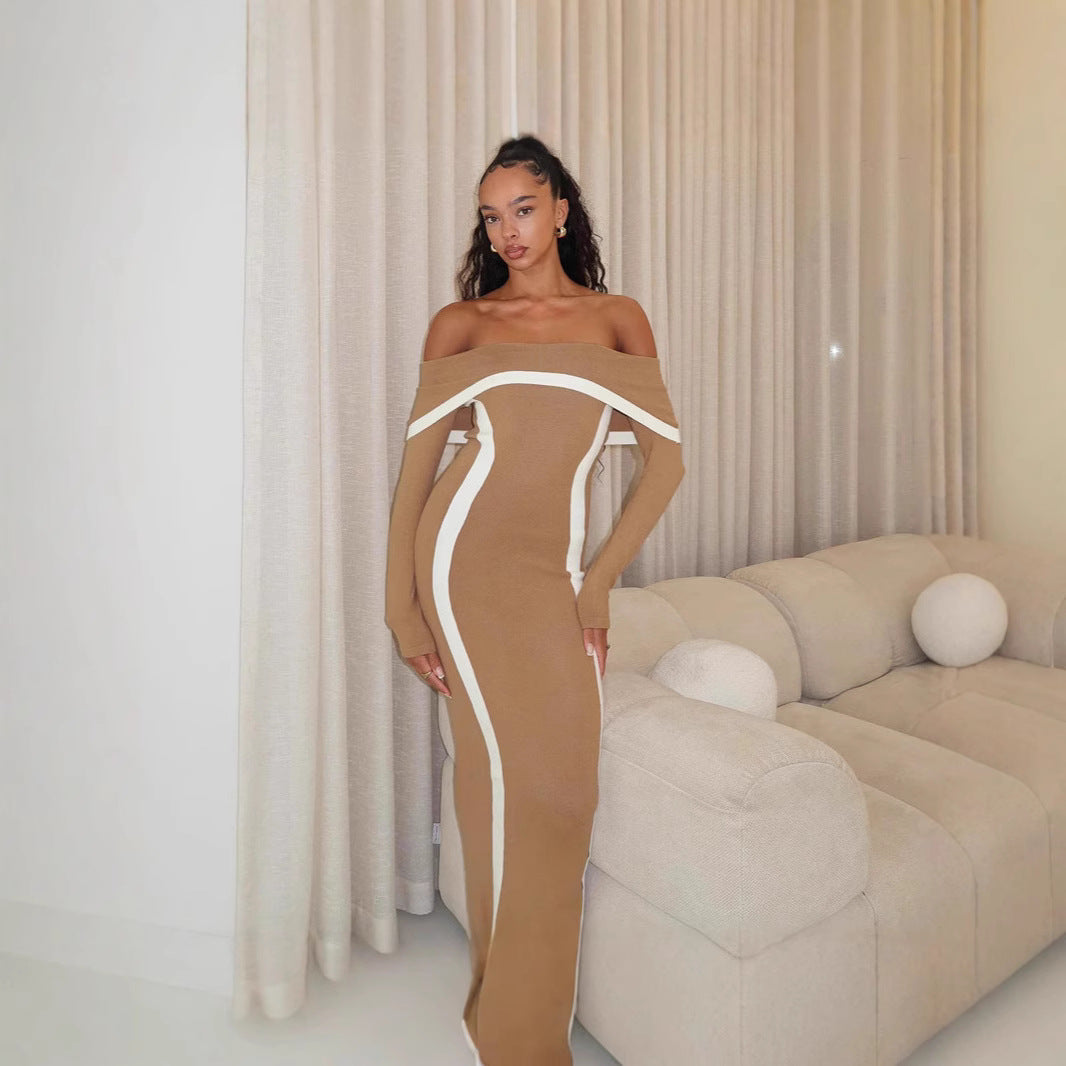 Women's Elegant Sexy Contrast Color Slim Fit Dresses