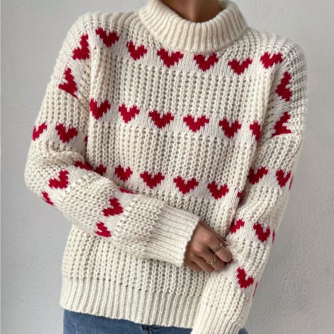 Women's Pullover Loose Love Jacquard For Sweaters