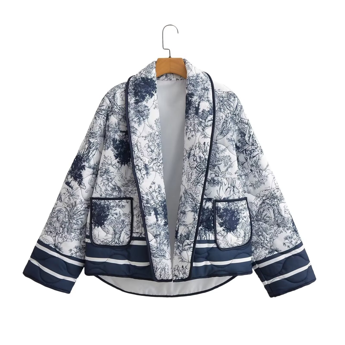 Women's Fashion Pattern Print Loose Cotton Jackets