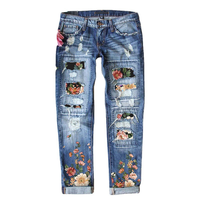 Women's Summer Trousers Ordinary Denim Washed Cotton Street Jeans