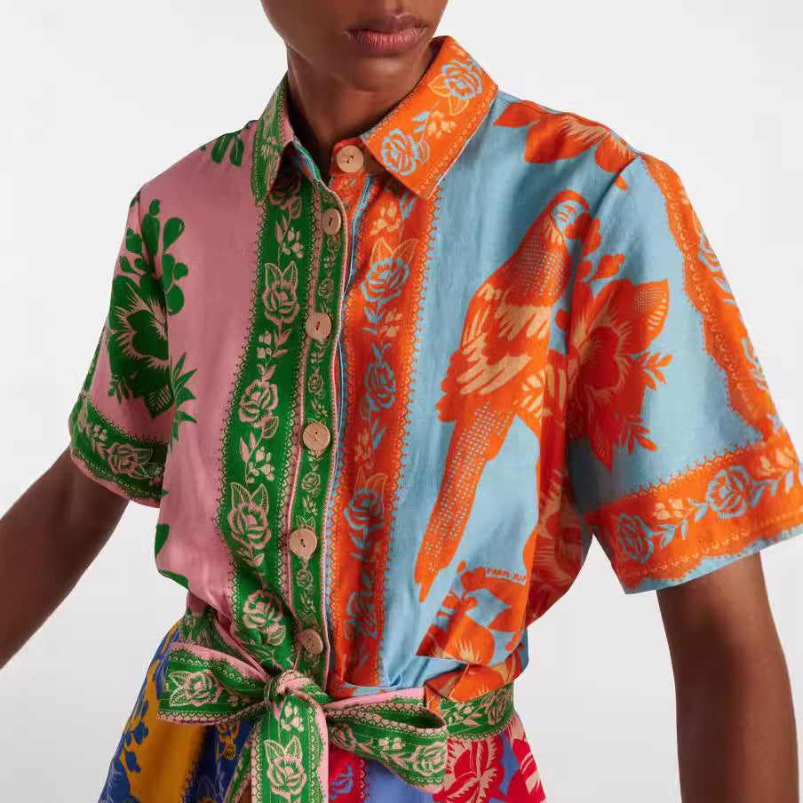 Women's Fashion Casual Linen Contrast Color Jumpsuits