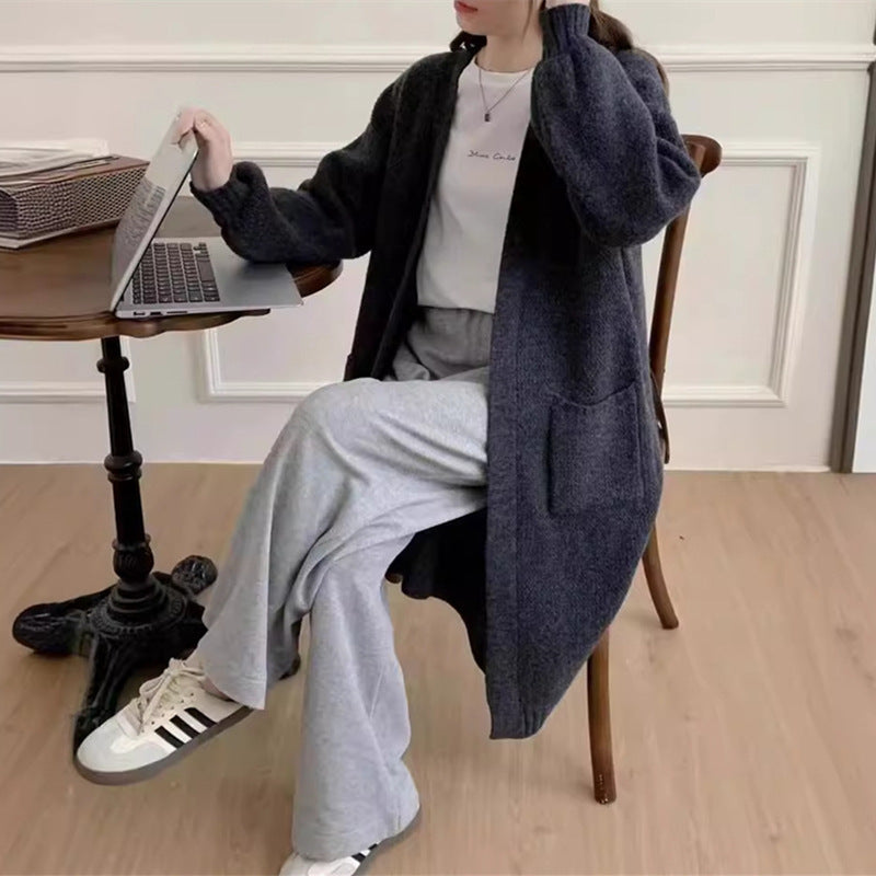 Women's Knitted Idle Style Loose Pure Color Long Women's Sweater