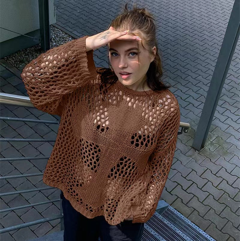 Women's Summer Round Neck Hollow Air Conditioning Women's Sweater