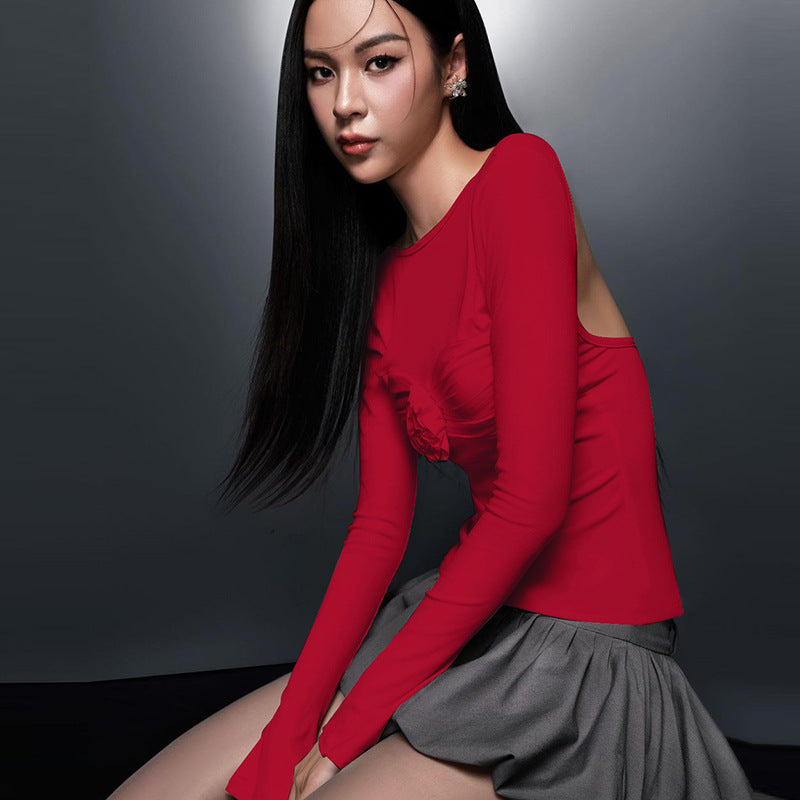 Women's Neck Long Sleeve Personality Bare Back Blouses