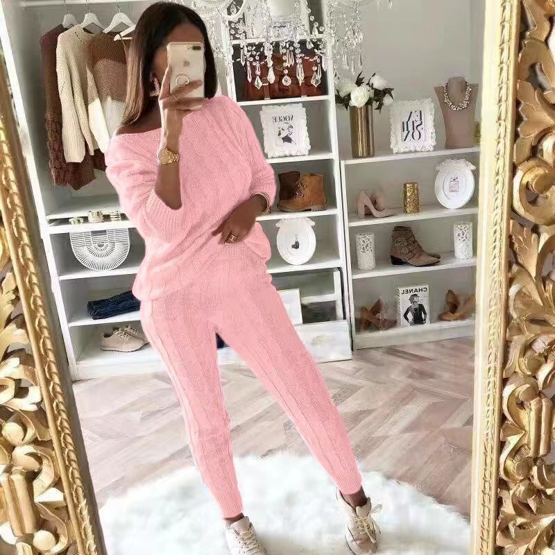 Charming Women's Pajamas Fashion Solid Color Sweater