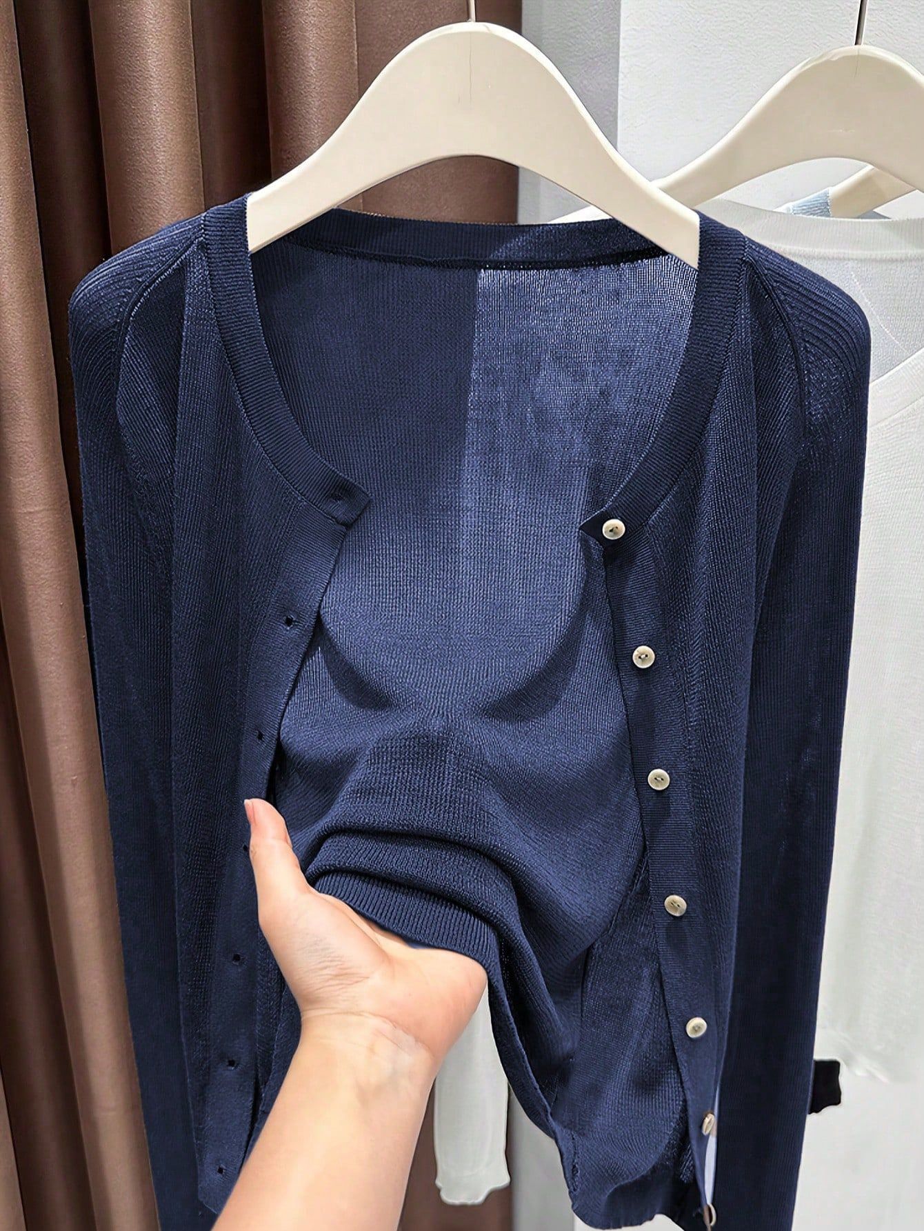 Women's Color Round Neck Long Sleeve Micro Women's Sweater