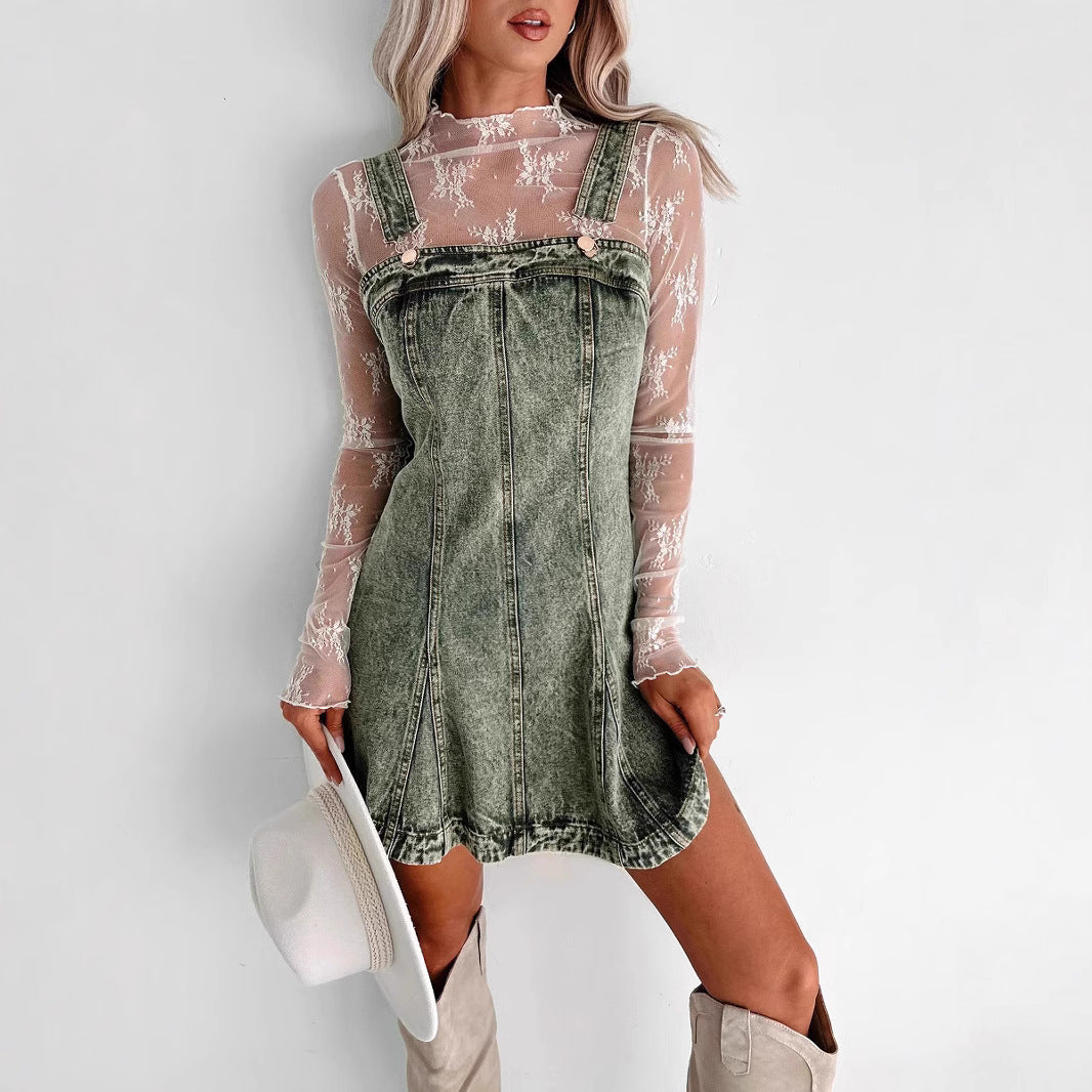Street Hipster Slimming Fashionable Denim Camisole Dresses