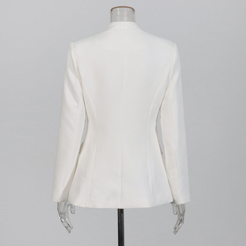 British Style Small Beaded Rhinestone Slim Blazers