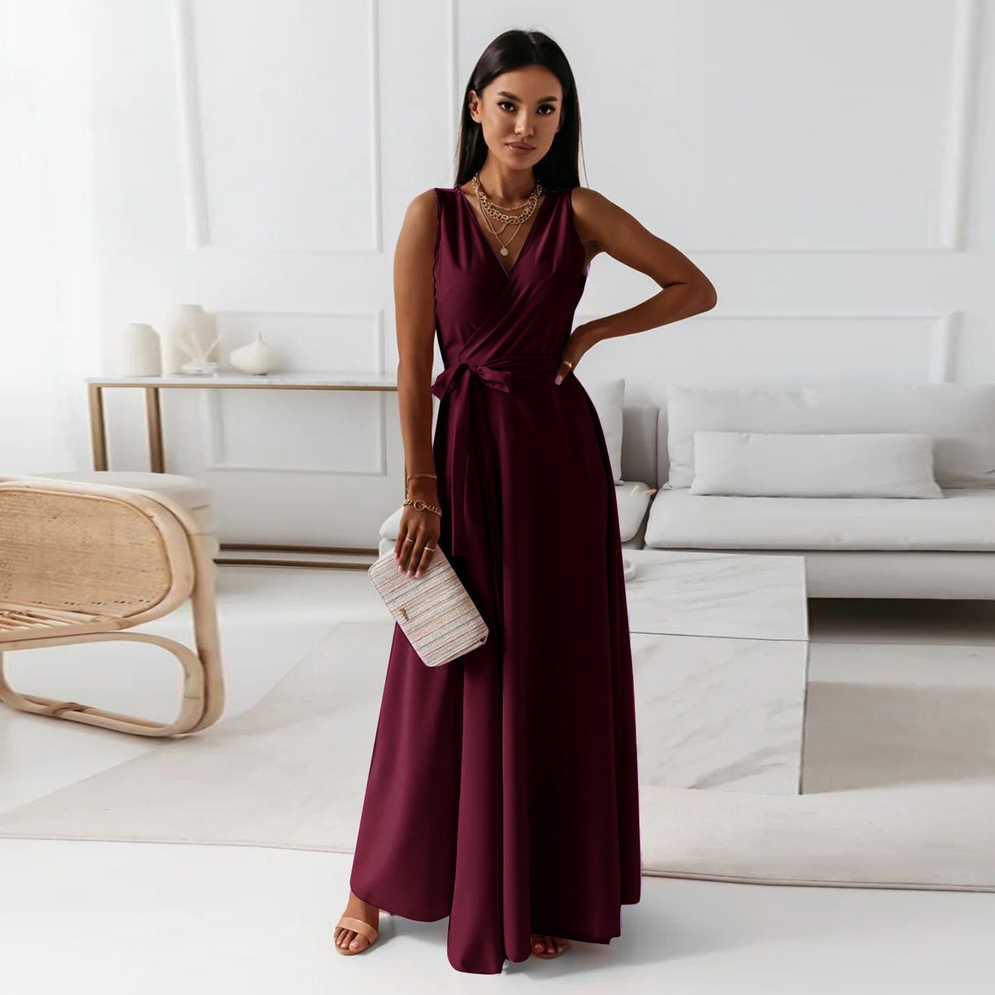 Women's Summer Tied Temperament Banquet Long Dress