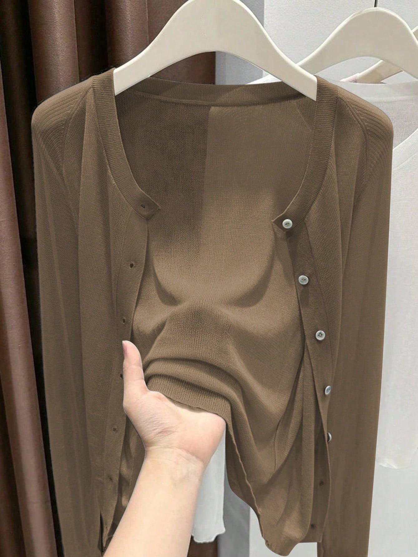 Women's Color Round Neck Long Sleeve Micro Women's Sweater