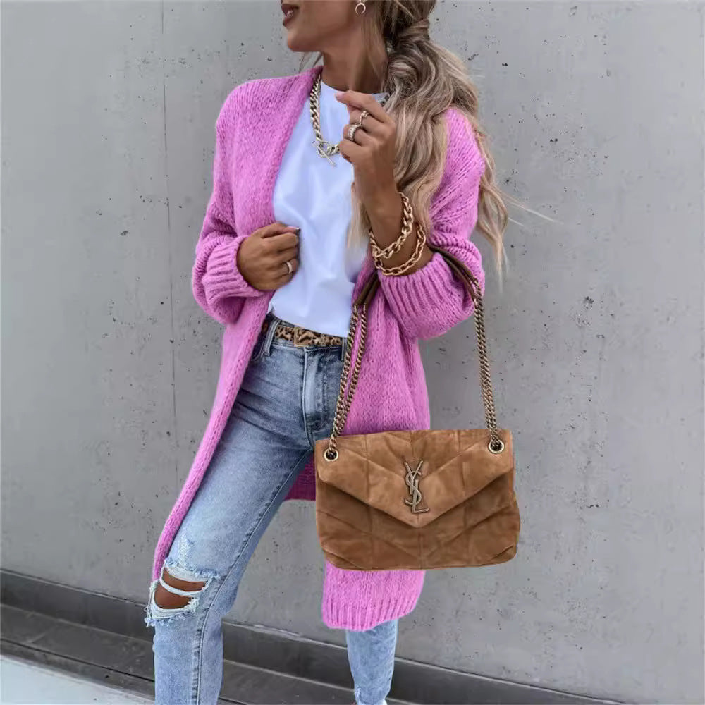 Women's Knitted Loose-fitting Solid Color Long Sleeves Women's Sweater