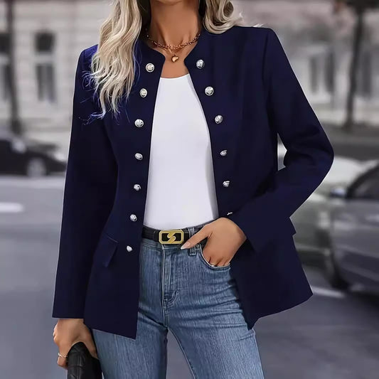 Women's Winter Fashion Solid Color Stand Collar Blazers