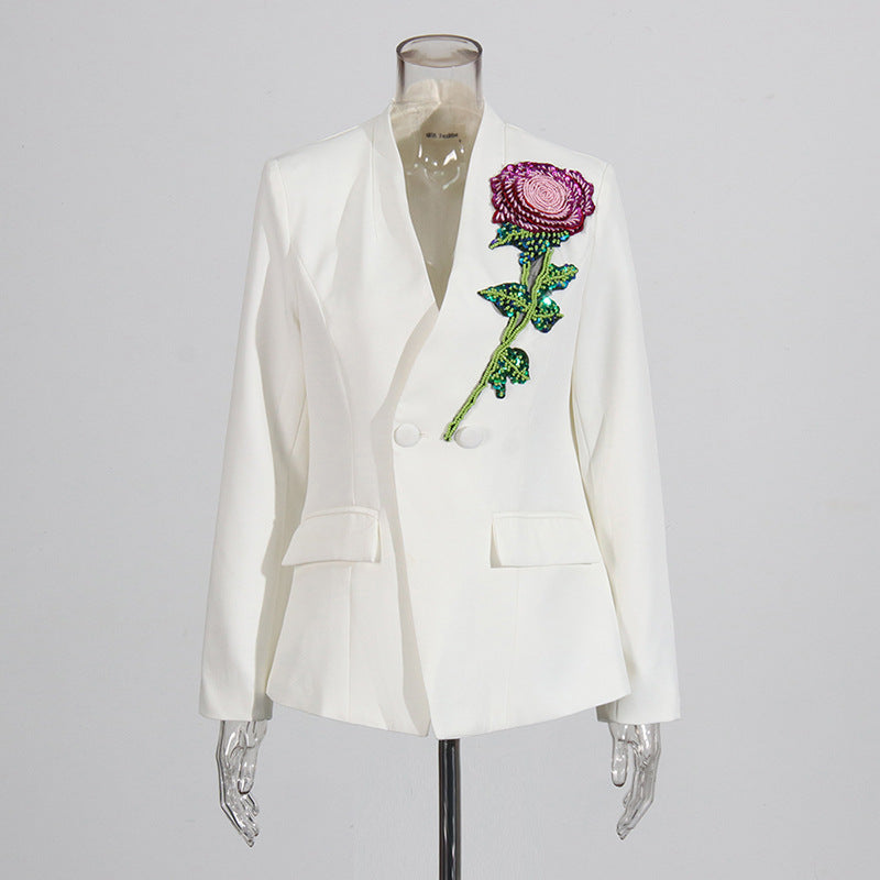 Women's Beaded Sequins Design Elegant Business Autumn Suits