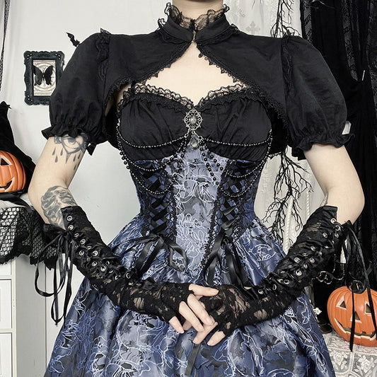 Women's Autumn Halloween Dark Style Sexy Two-color Jacquard Dresses