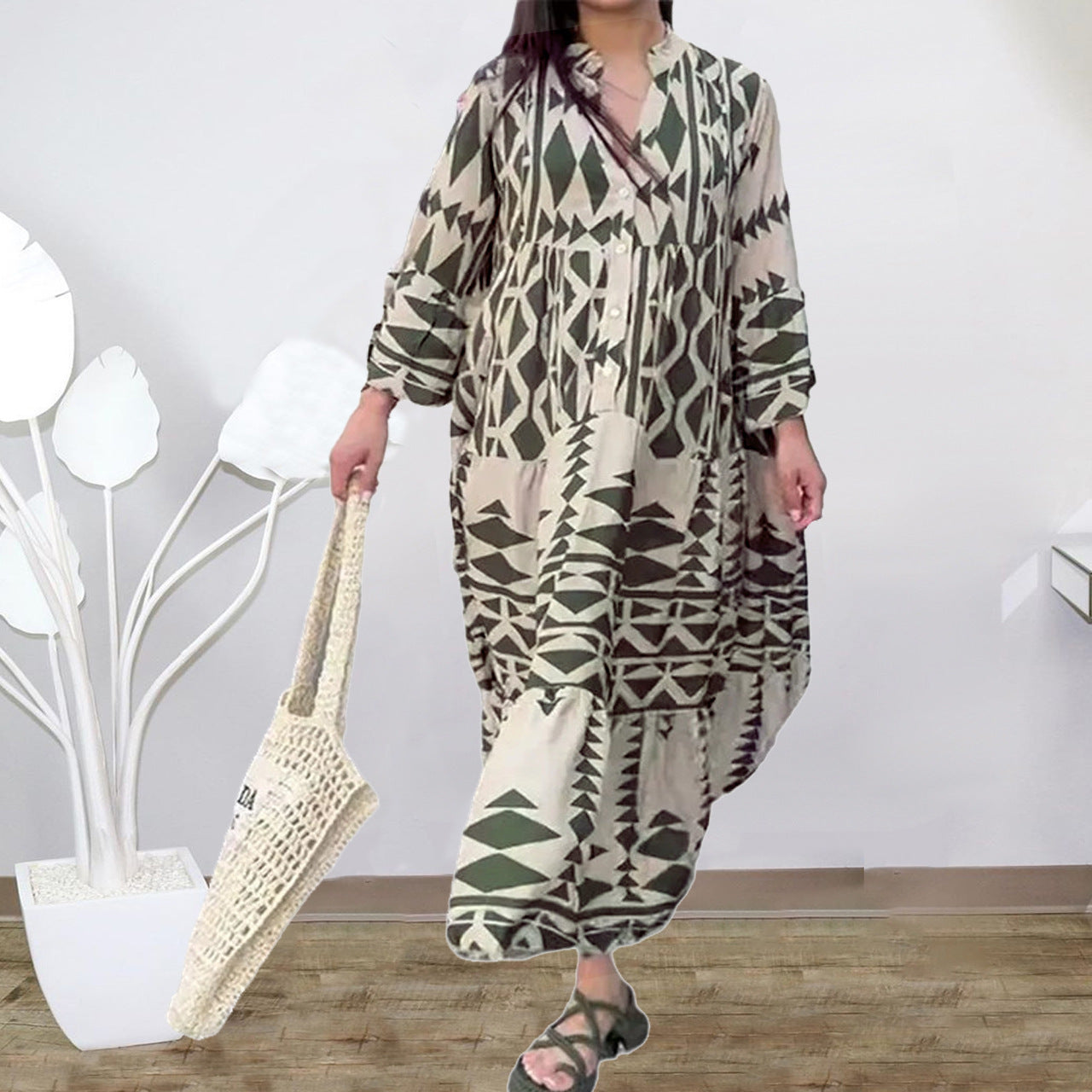Casual Women's Elegant Printed Shirt Bohemian Plus Size