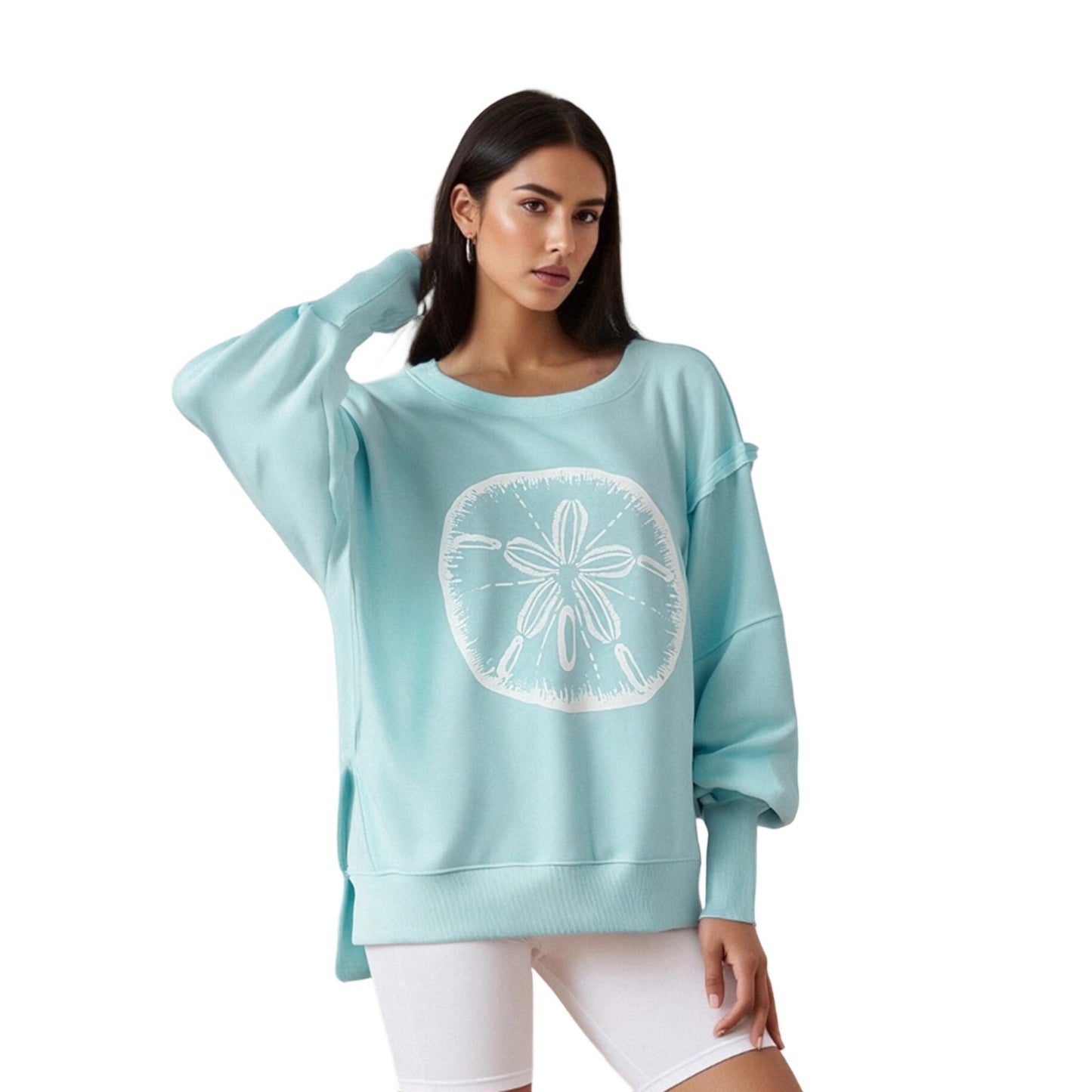 Women's Printed Cool Round Neck Long Sleeve Sweaters