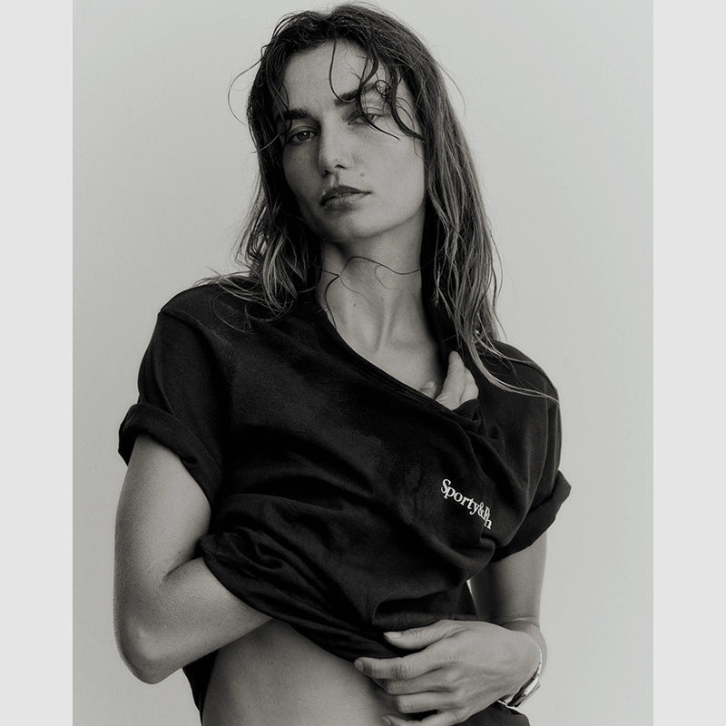 Women's North American Niche Letter Printed Cotton Round Neck Short-sleeved Blouses