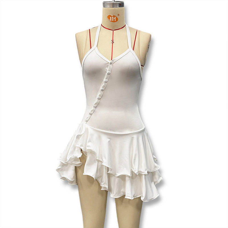 Women's Flare Sleeve Slim Fit Sexy Halter Backless Dress