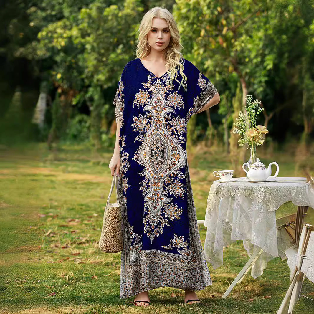 Women's Bohemian Printed Loose Robe Seaside Vacation Plus Size