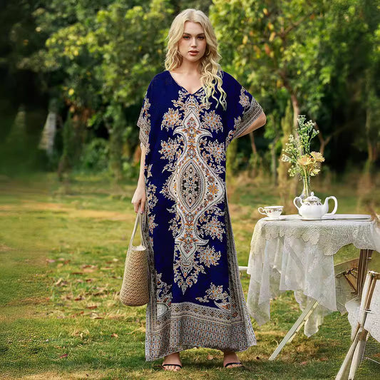 Women's Bohemian Printed Loose Robe Seaside Vacation Plus Size