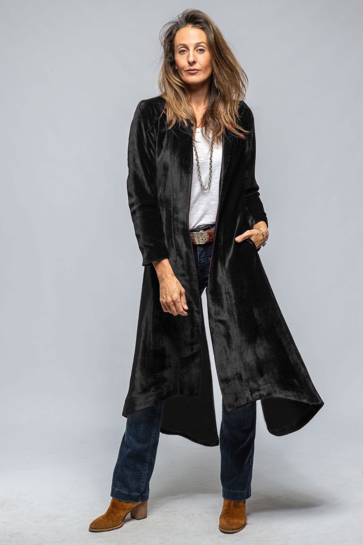 Women's Veet Long Solid Color Retro Split Trench Coats