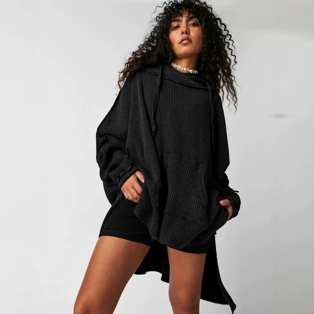 Women's Autumn Loose Trendy Solid Color Hoodie Coats