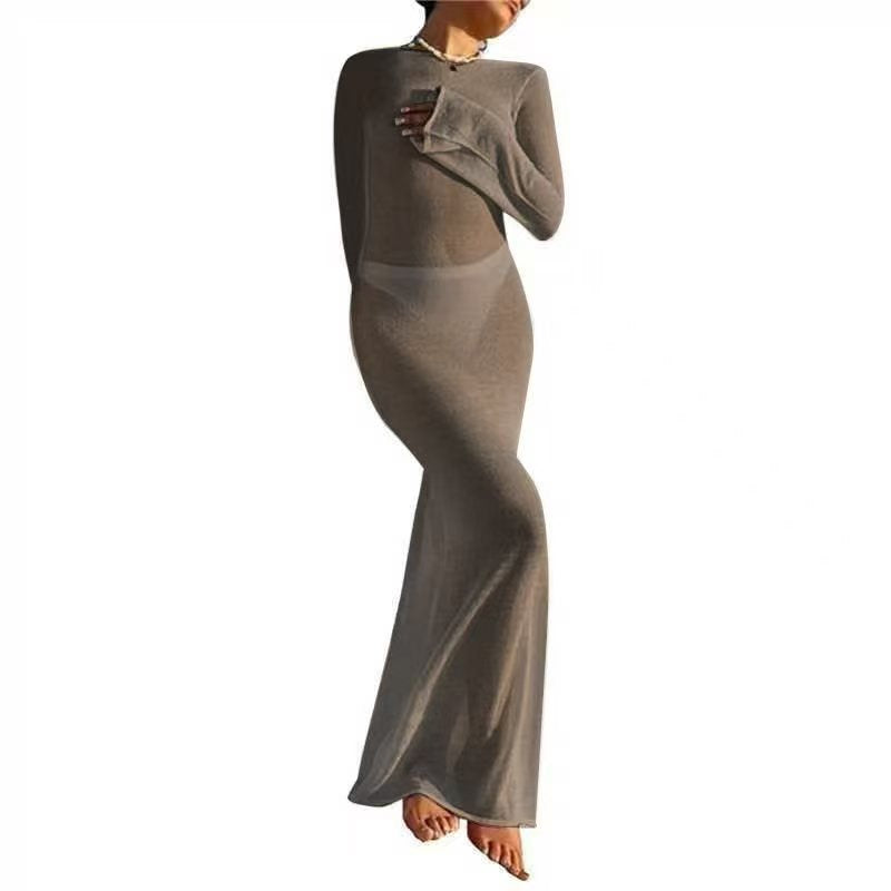 Round Neck Beach Sun Protection Long Dresses