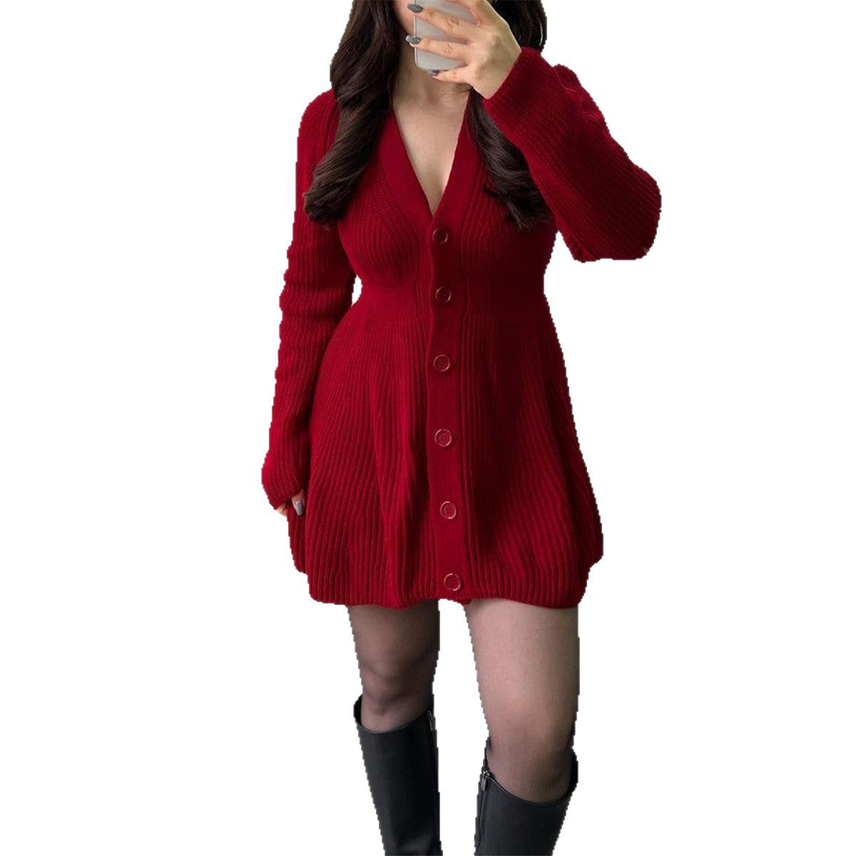 Women's Fashion Casual Long Sleeve Dress Woolen Dresses