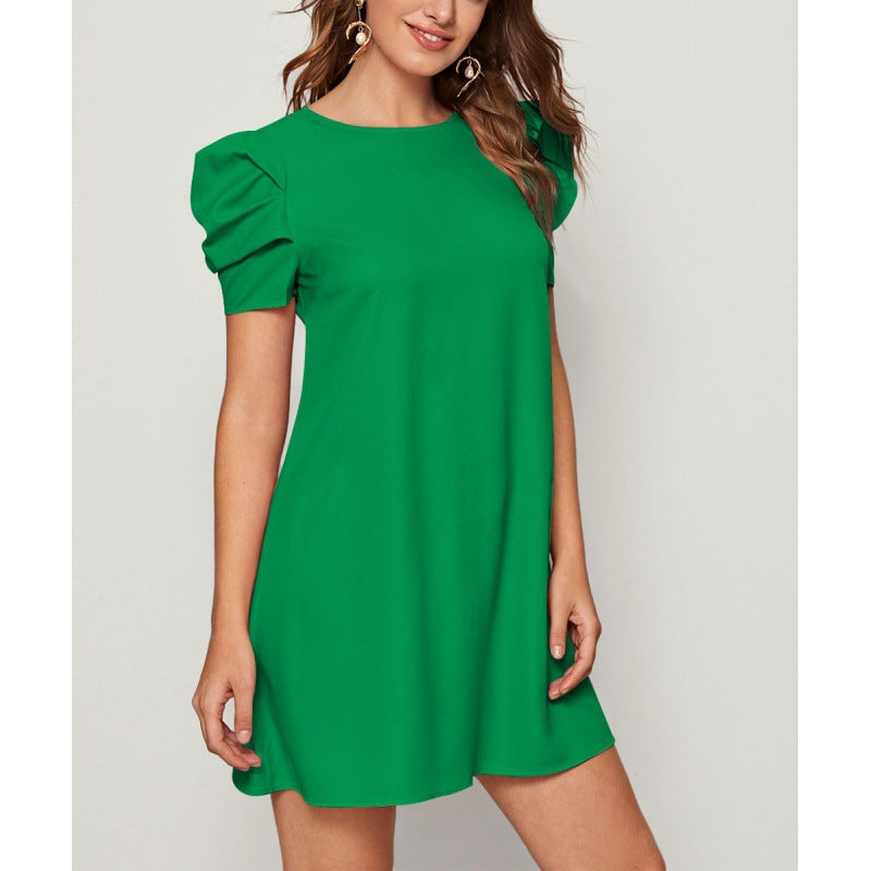 Solid Color High Waist Fashion Elegant Dress