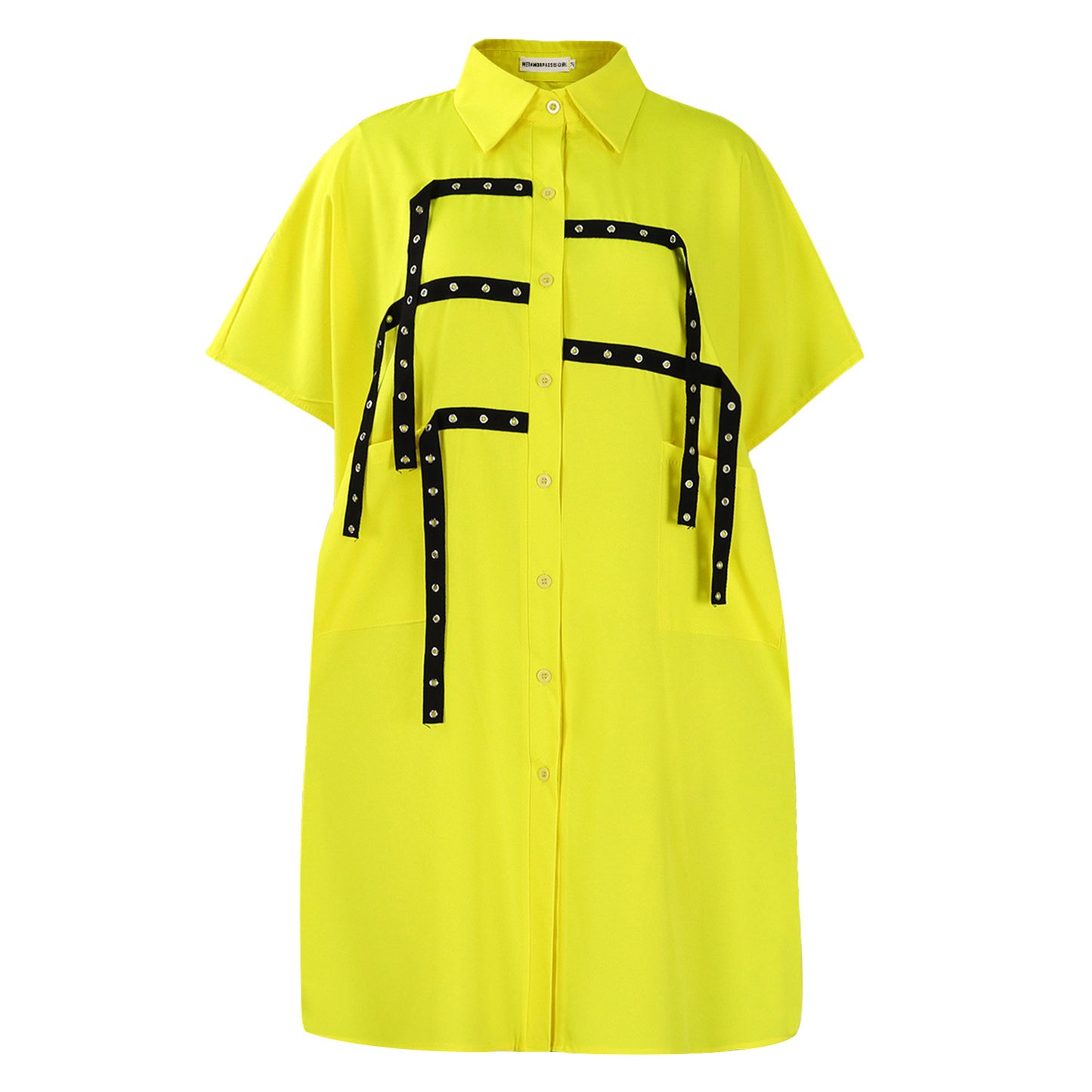 Women's Sleeve Fashion Loose Lapels Shirt Mid-length Shorts