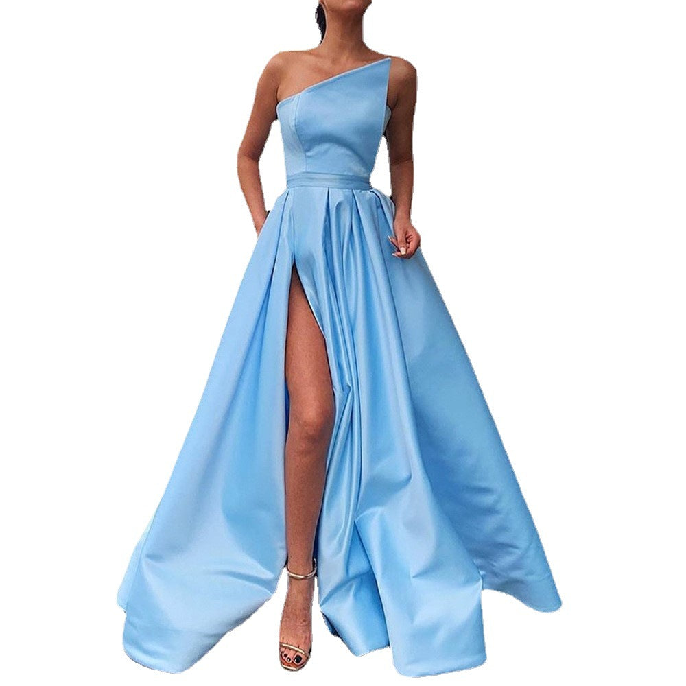Women's Shoulder Tube Sexy Split Expansion Dress