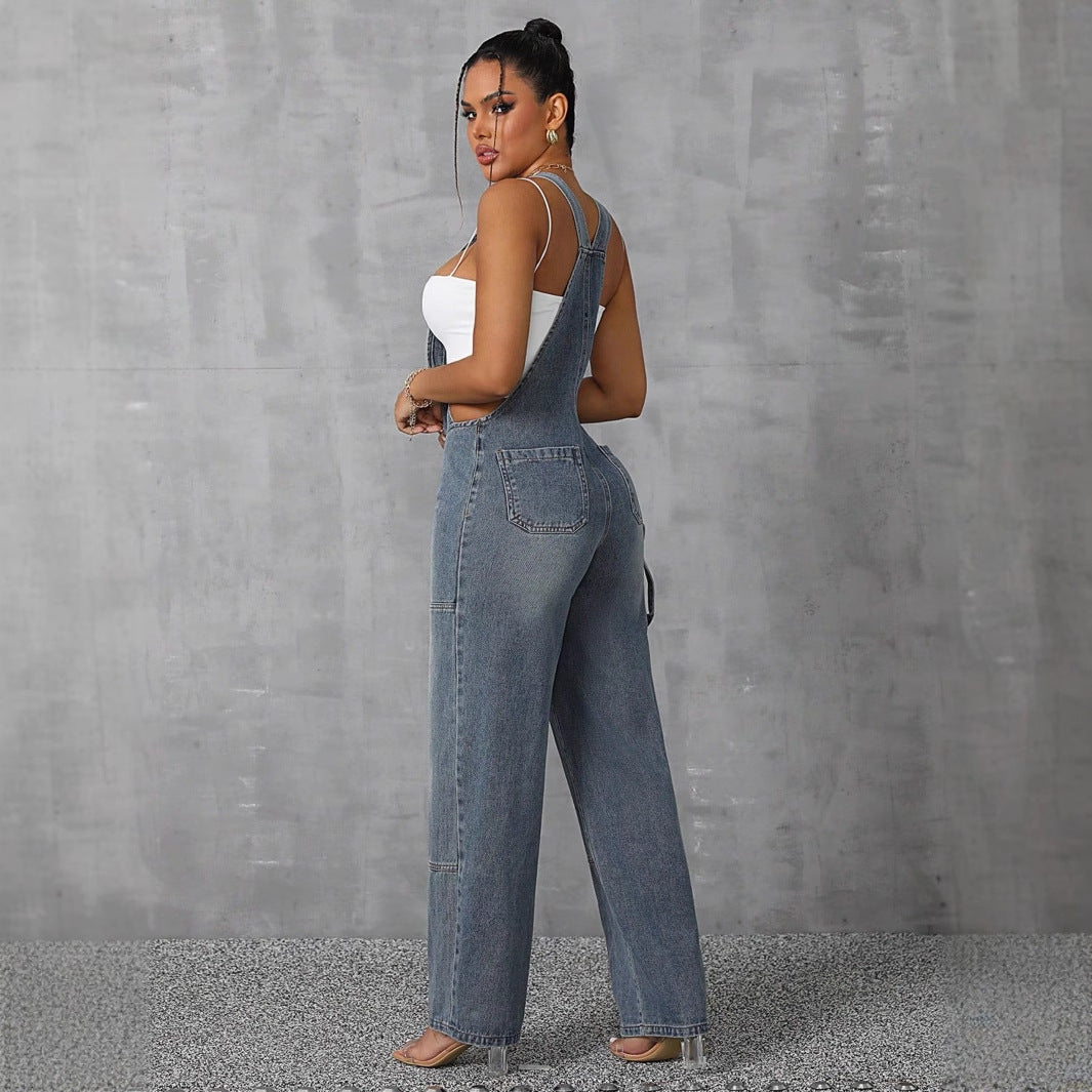 Women's Personalized Hot Overalls Wide Leg Straight Jumpsuits