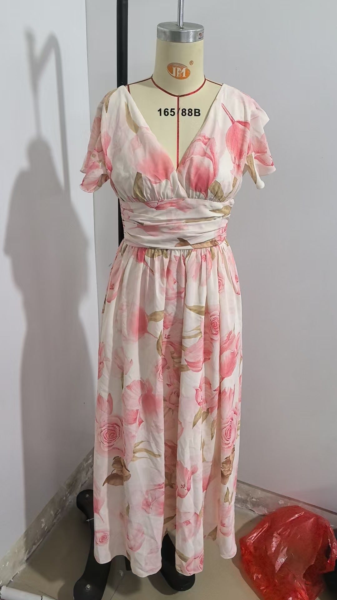 Women's Short-sleeved Digital Printed Long Elastic Waist Dresses
