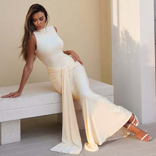 Women's Sleeveless Slim Fit Fashion Stitching Ribbon Dresses