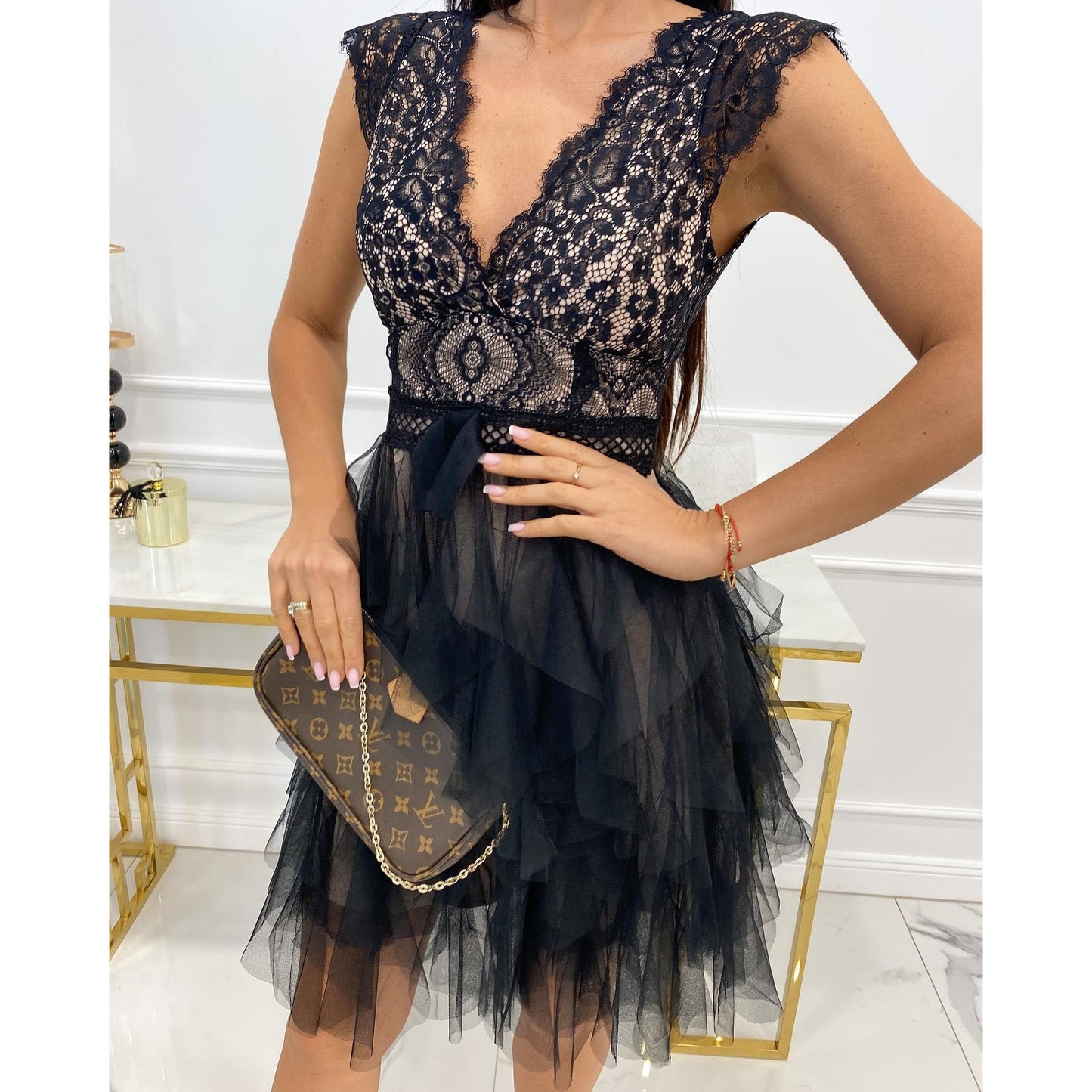 Sexy Lace Stitching Dress Casual Sleeve Dresses