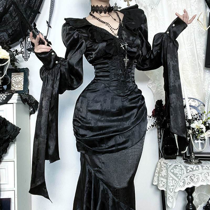 Ruffled Long-sleeved Asian Culture Autumn Retro Blouses