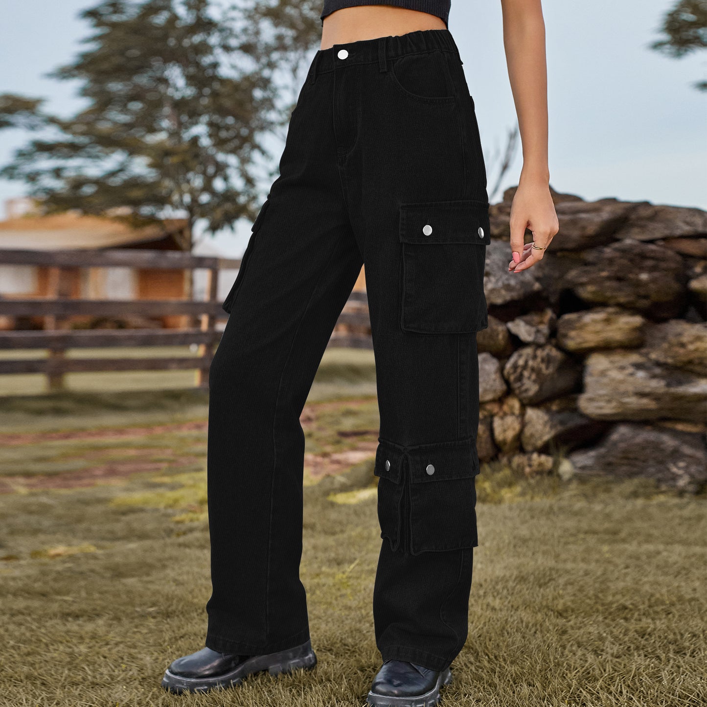 Women's Denim Washed Design Overalls Trousers Casual Jeans