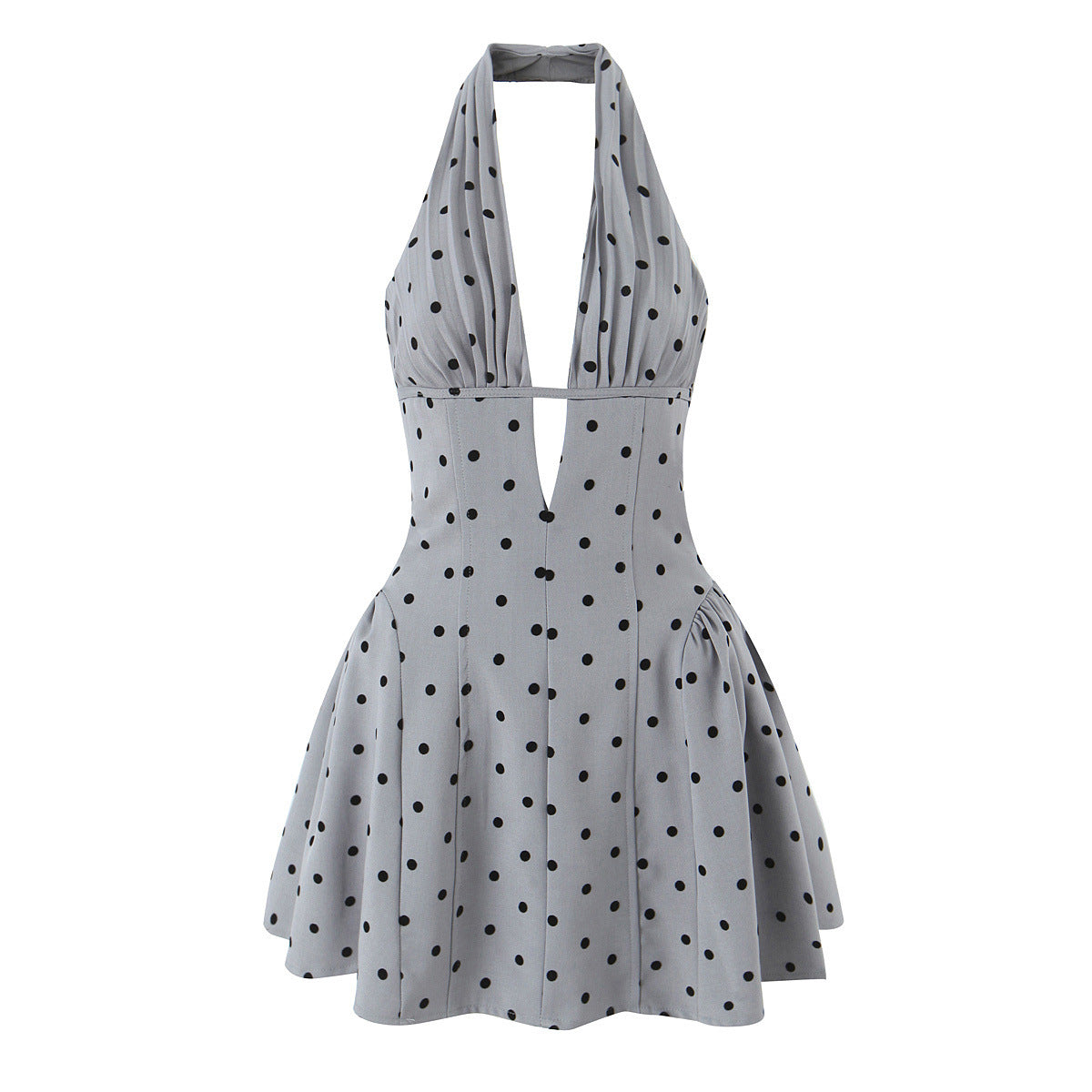 Women's Sexy Leopard Print Deep Backless Halter Dresses